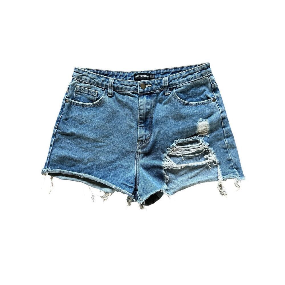 PrettyLittleThing Distressed Denim Cutoff Shorts